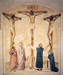 crucifixion with mourners and saints
