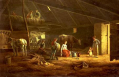 A Milkmaid and Plough Horses in a Barn - Agasse
