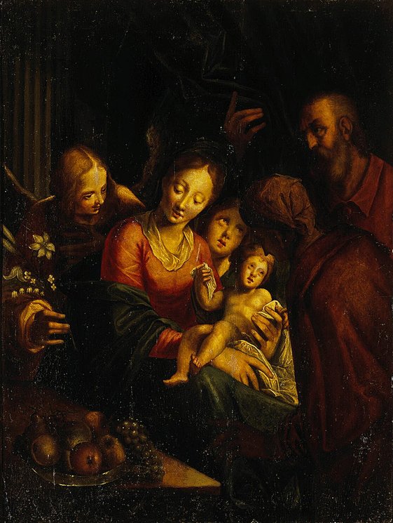 The Holy Family - Hans Von Aachen German mannerist art history woman child oil on panel sixteenth century