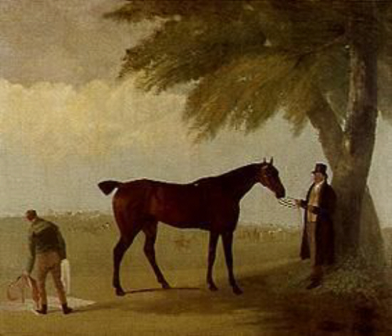 Malcom Greame with Throughbred Mare jacques-laurent agasse animal man landscape art history realism 19th century
