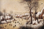 Winter Landscape with Skaters and Bird Trap