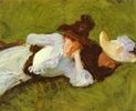 Two Girls on a Lawn