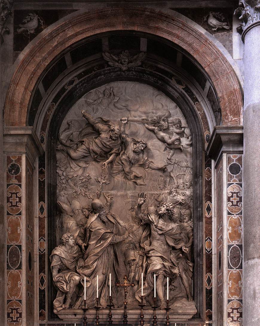 algardi - Meeting of Leo I and Attila art history baroque sculpture marble man angels saints