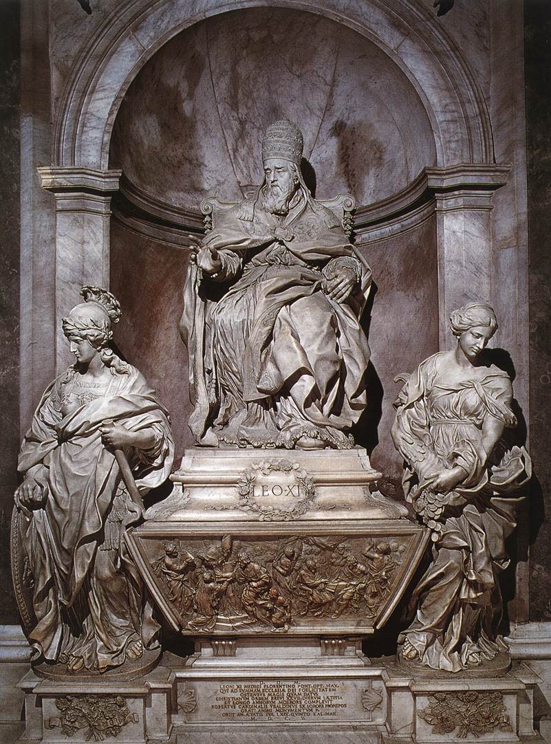 tomb of pope leo XI alessandro algardi art history baroque sculpture marble man woman 17th century