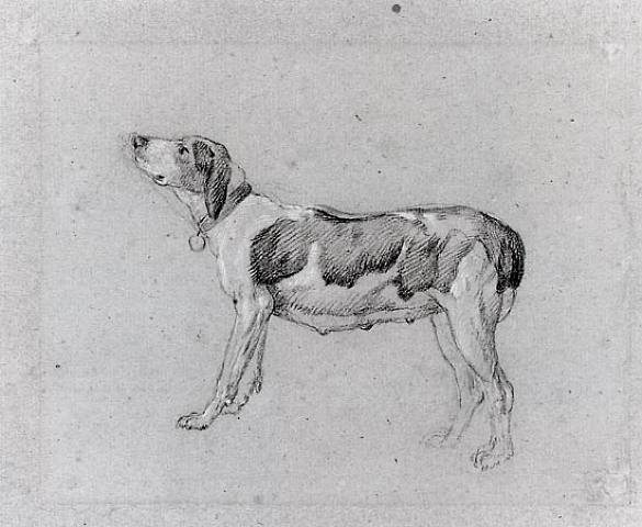 standing bitch by Jacques-laurent agasse realism animal